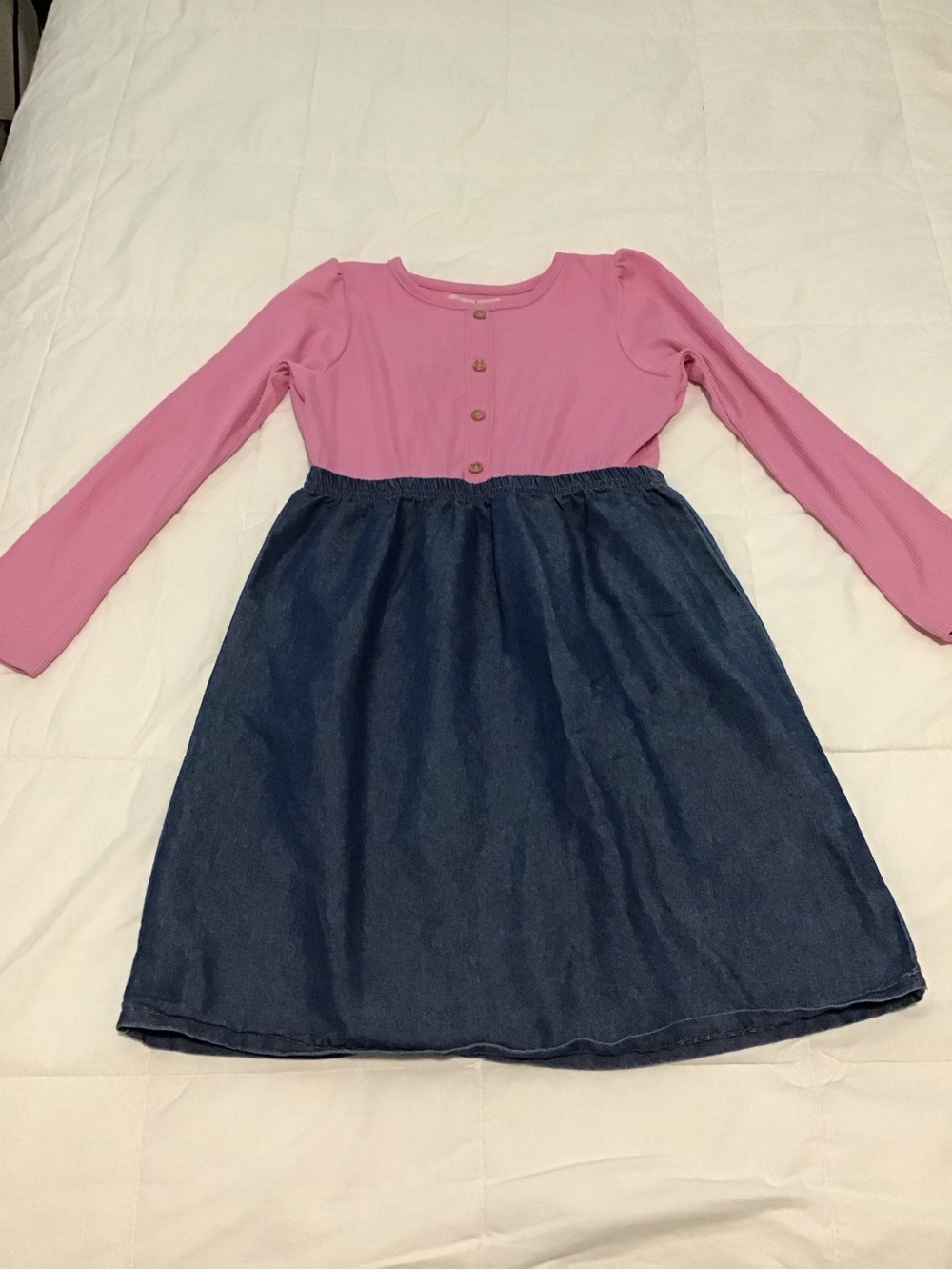 Nanette Lepore Pink Top with Blue Denim Skirt Dress 6